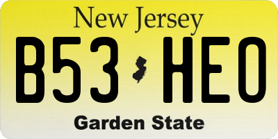 NJ license plate B53HEO