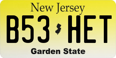 NJ license plate B53HET