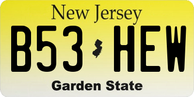 NJ license plate B53HEW