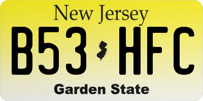 NJ license plate B53HFC
