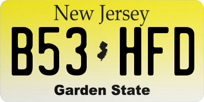 NJ license plate B53HFD