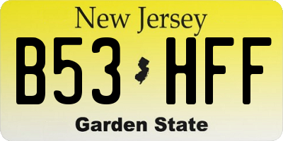 NJ license plate B53HFF