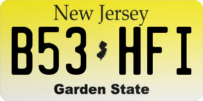 NJ license plate B53HFI