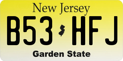 NJ license plate B53HFJ