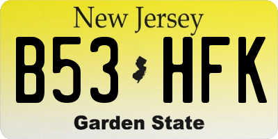 NJ license plate B53HFK