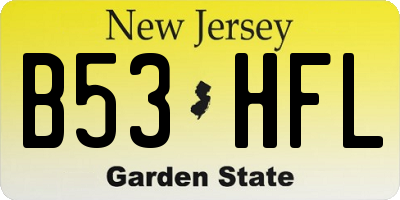 NJ license plate B53HFL