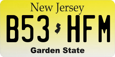NJ license plate B53HFM