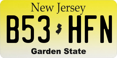 NJ license plate B53HFN