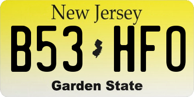 NJ license plate B53HFO