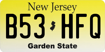 NJ license plate B53HFQ
