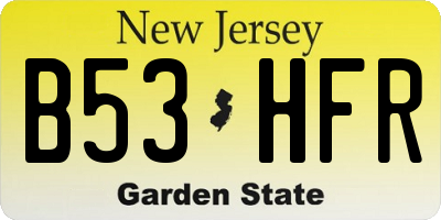 NJ license plate B53HFR