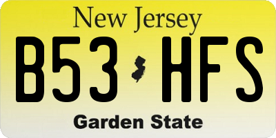 NJ license plate B53HFS
