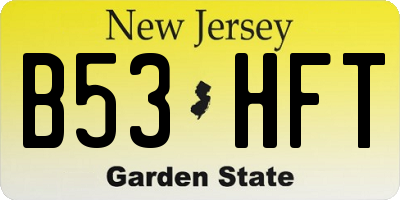NJ license plate B53HFT
