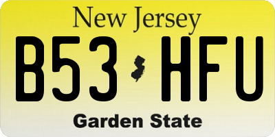 NJ license plate B53HFU