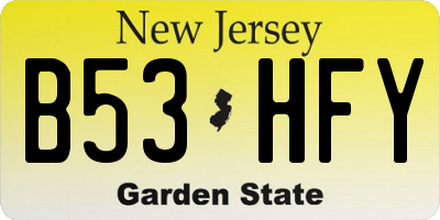 NJ license plate B53HFY