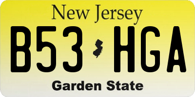NJ license plate B53HGA