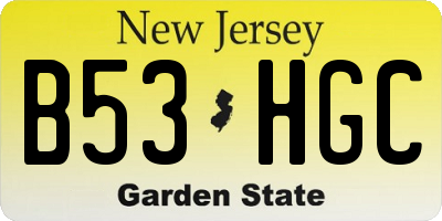 NJ license plate B53HGC