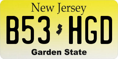 NJ license plate B53HGD