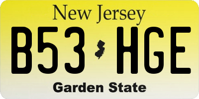 NJ license plate B53HGE