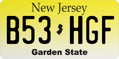NJ license plate B53HGF