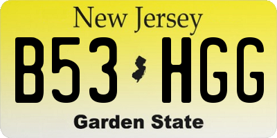 NJ license plate B53HGG