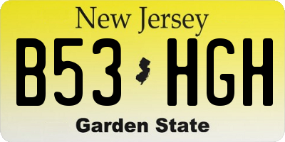 NJ license plate B53HGH