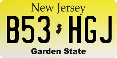 NJ license plate B53HGJ
