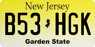 NJ license plate B53HGK