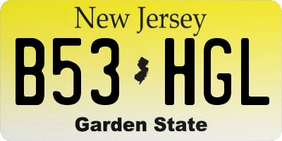NJ license plate B53HGL