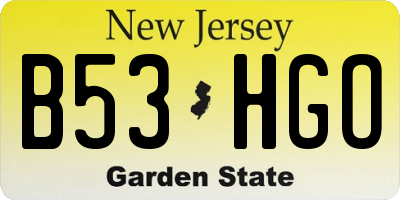 NJ license plate B53HGO