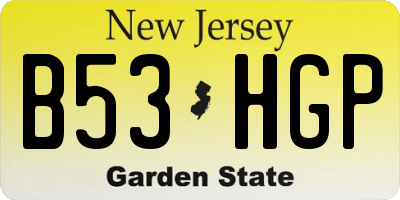 NJ license plate B53HGP