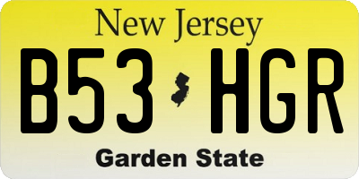 NJ license plate B53HGR