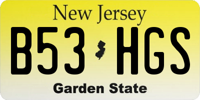 NJ license plate B53HGS