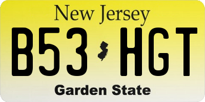 NJ license plate B53HGT