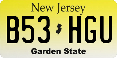 NJ license plate B53HGU