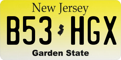 NJ license plate B53HGX