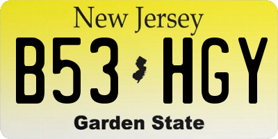 NJ license plate B53HGY
