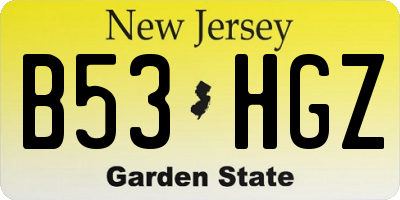 NJ license plate B53HGZ