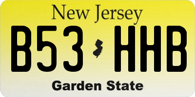 NJ license plate B53HHB