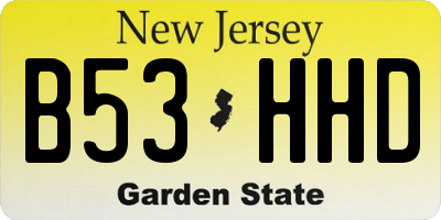 NJ license plate B53HHD