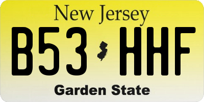 NJ license plate B53HHF