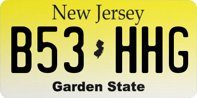 NJ license plate B53HHG