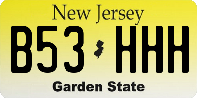 NJ license plate B53HHH
