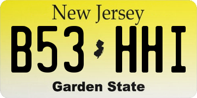 NJ license plate B53HHI