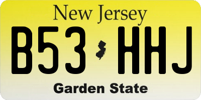 NJ license plate B53HHJ