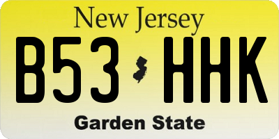 NJ license plate B53HHK