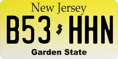NJ license plate B53HHN
