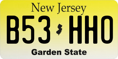 NJ license plate B53HHO