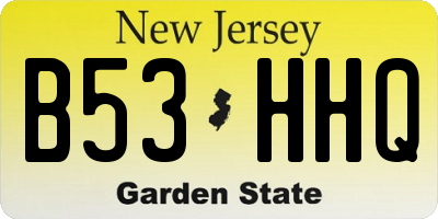 NJ license plate B53HHQ