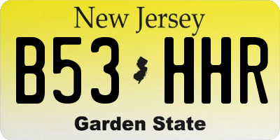NJ license plate B53HHR